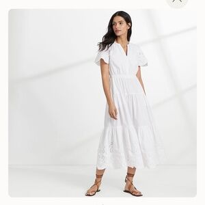 Land's End White Eyelet Maxi Dress Small